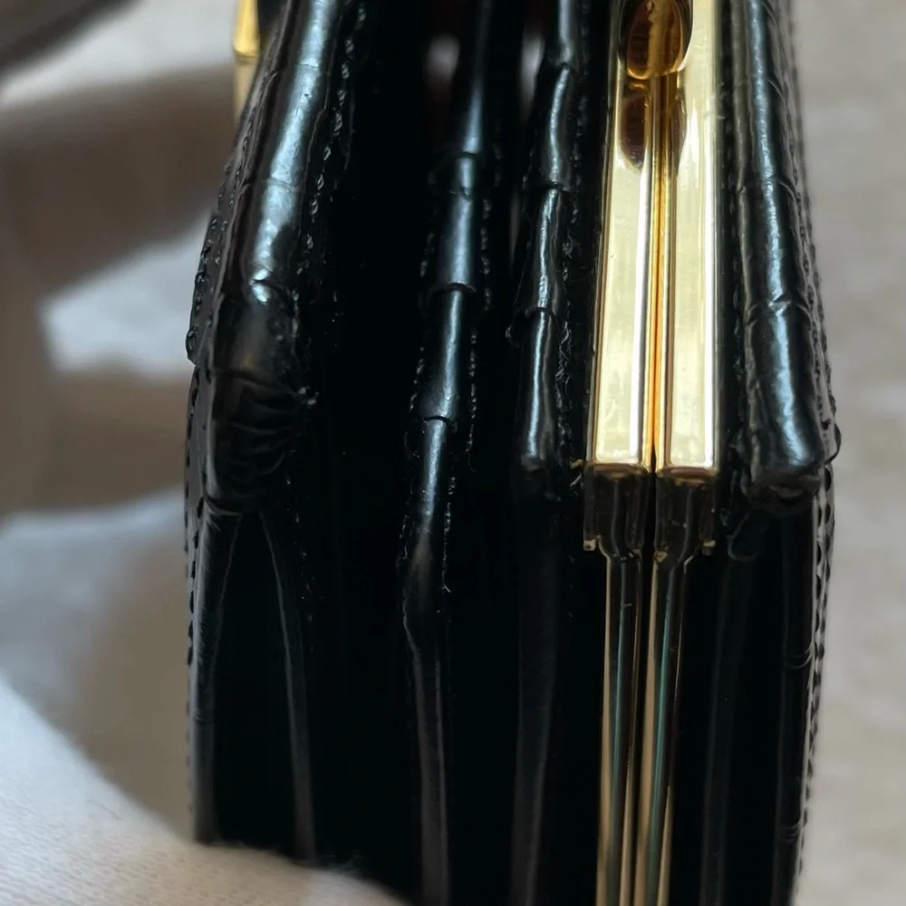 Givenchy Authentic Vintage Black Logo Textured Compact Wallet with Gold Hardware - Picture 14 of 16